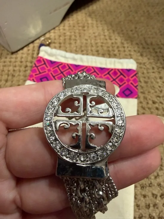 Silver Tone Pendant Necklace and Chain Bracelet Set - Black Accent - Picture 9 of 10